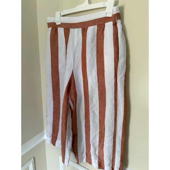 Linen Blend Madewell Huston Pull On Crop Pants Bold Stripe Beach Summer Preppy - Picture 7 of 16